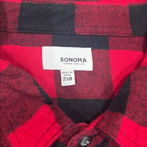 Sonoma Red and Black Buffalo Plaid Button-Up Shirt size 2x B - Picture 2 of 4
